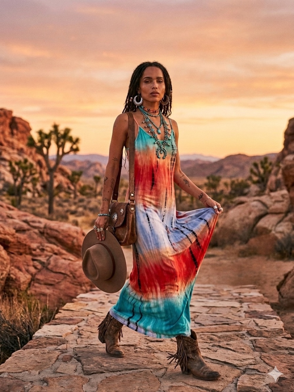 NWOT 143 Story "Boho✌🏻Canyon🌄Collection Sunset🌅Tie-Dye🌈Maxi Dress w/Pockets🤗”MED